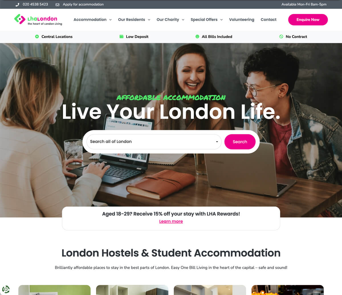LHA London old homepage