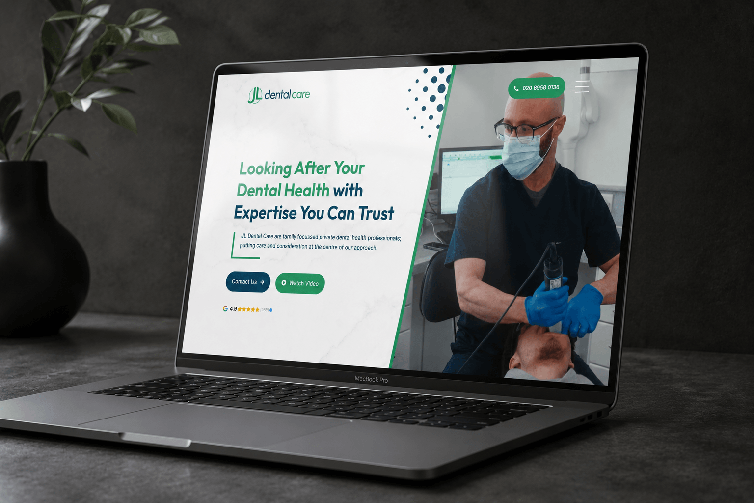 JL Dental Care homepage, desktop view