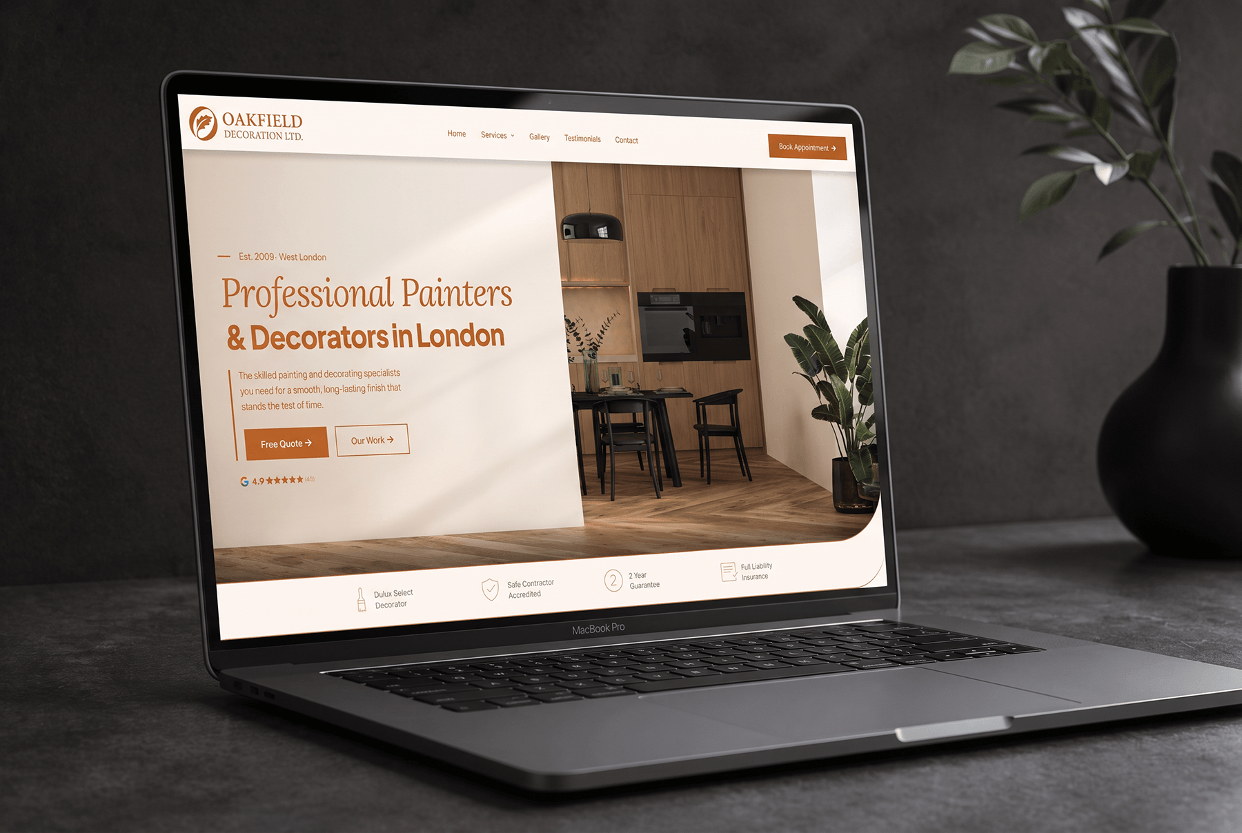 Oakfield Decoration homepage, desktop view