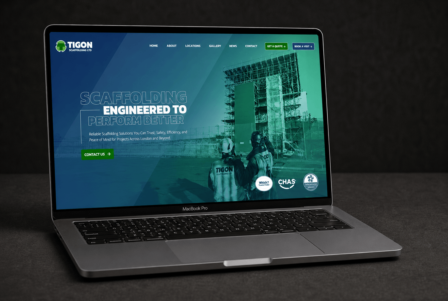 Tigon Scaffolding homepage, desktop view