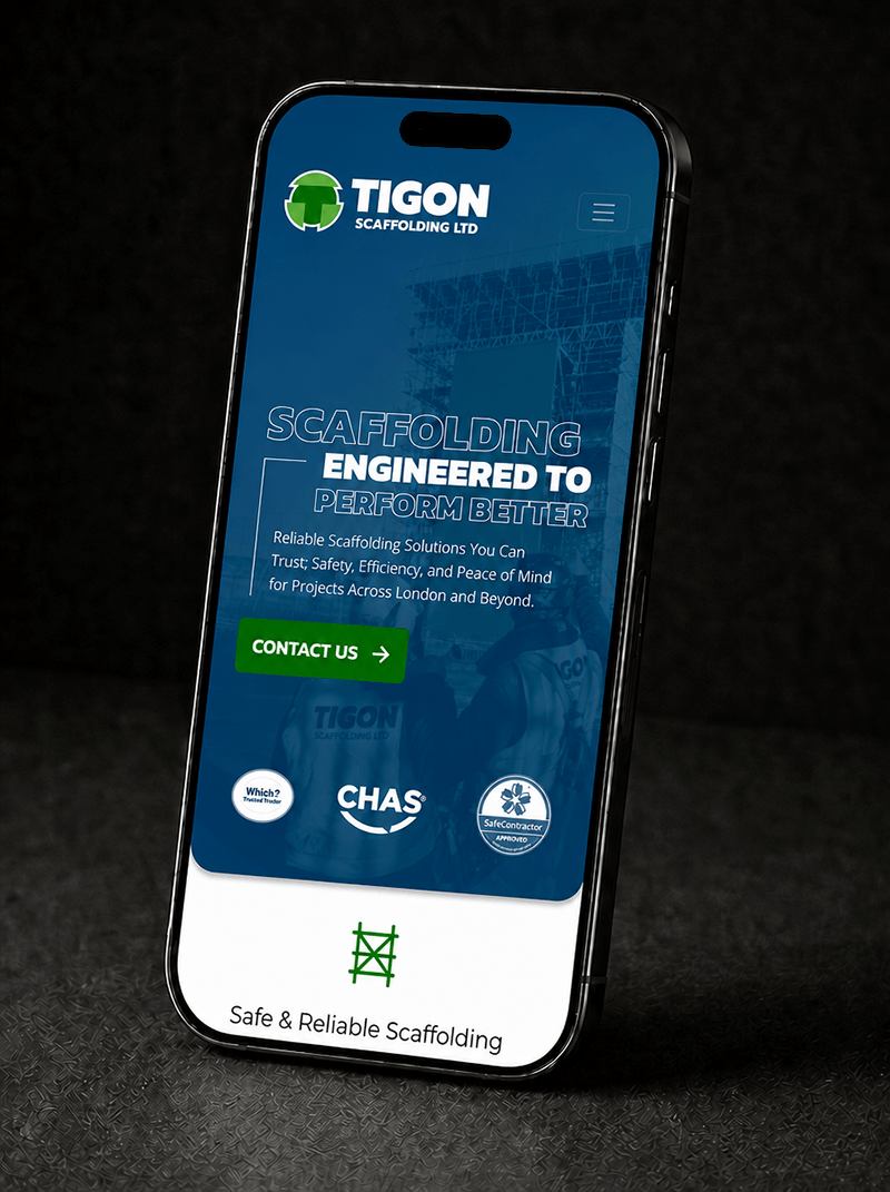 Tigon Scaffolding, mobile view