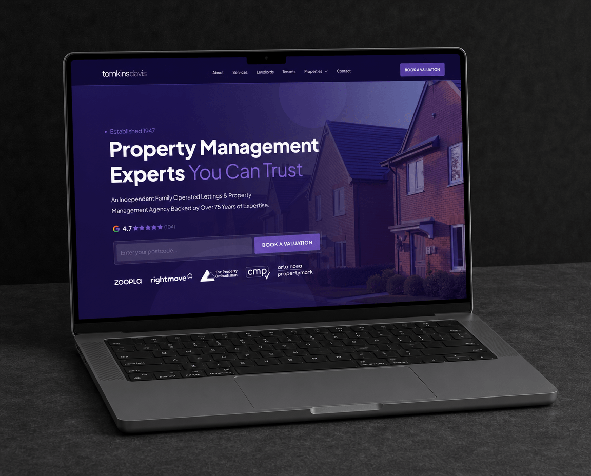 Tomkins Davis homepage, desktop view